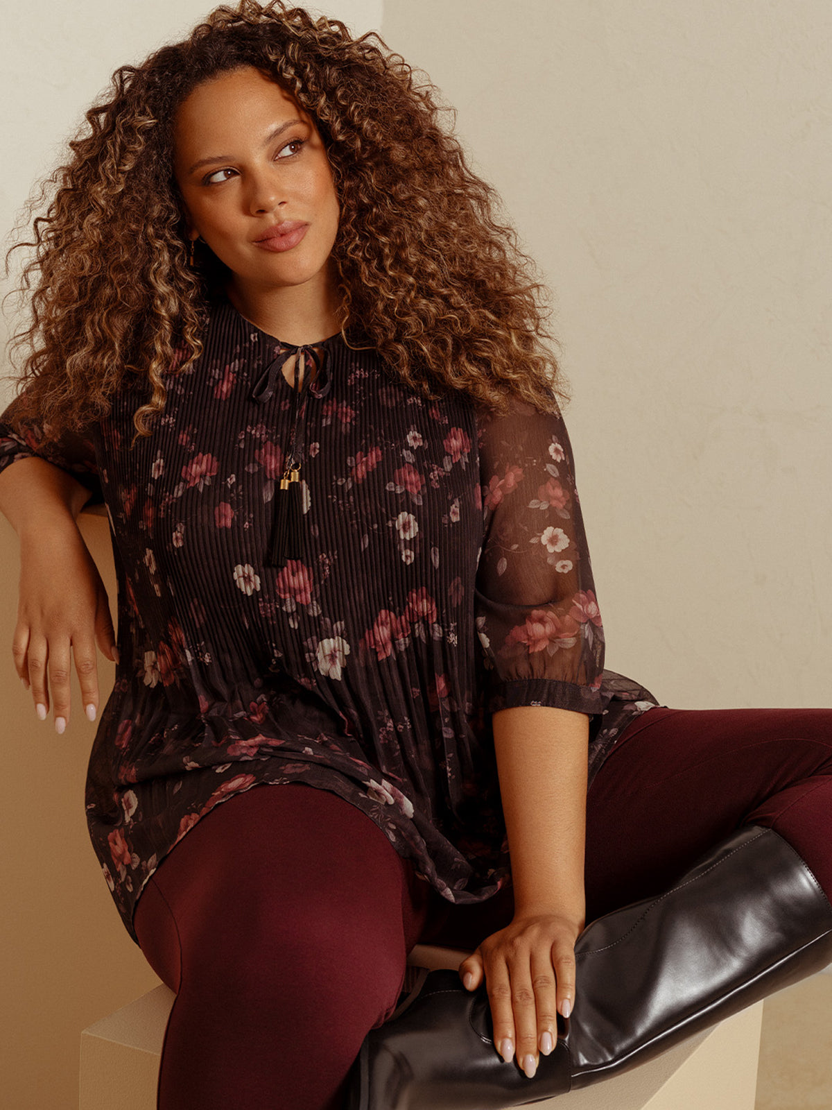 Blouse ample à manches 3/4